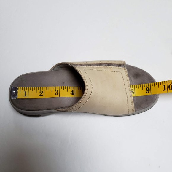 5.5 - 6 NATURALSPORT genuine LEATHER cream grey gray slides slip on - Picture 3 of 7